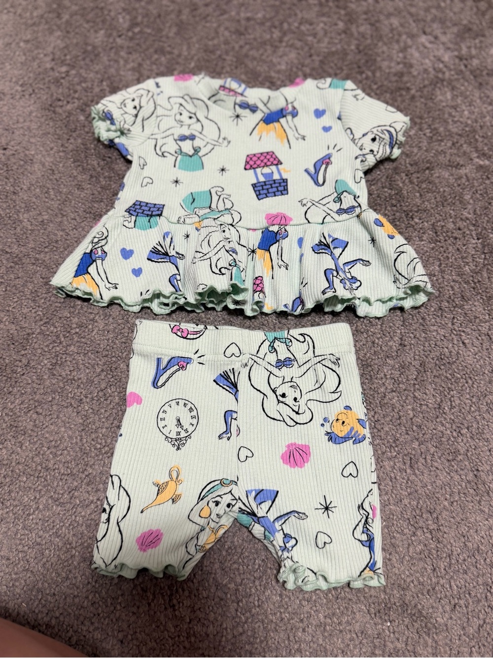 Disney Baby Peplum Top and Biker Short Set Girls 3-6 Month Disney Princess
